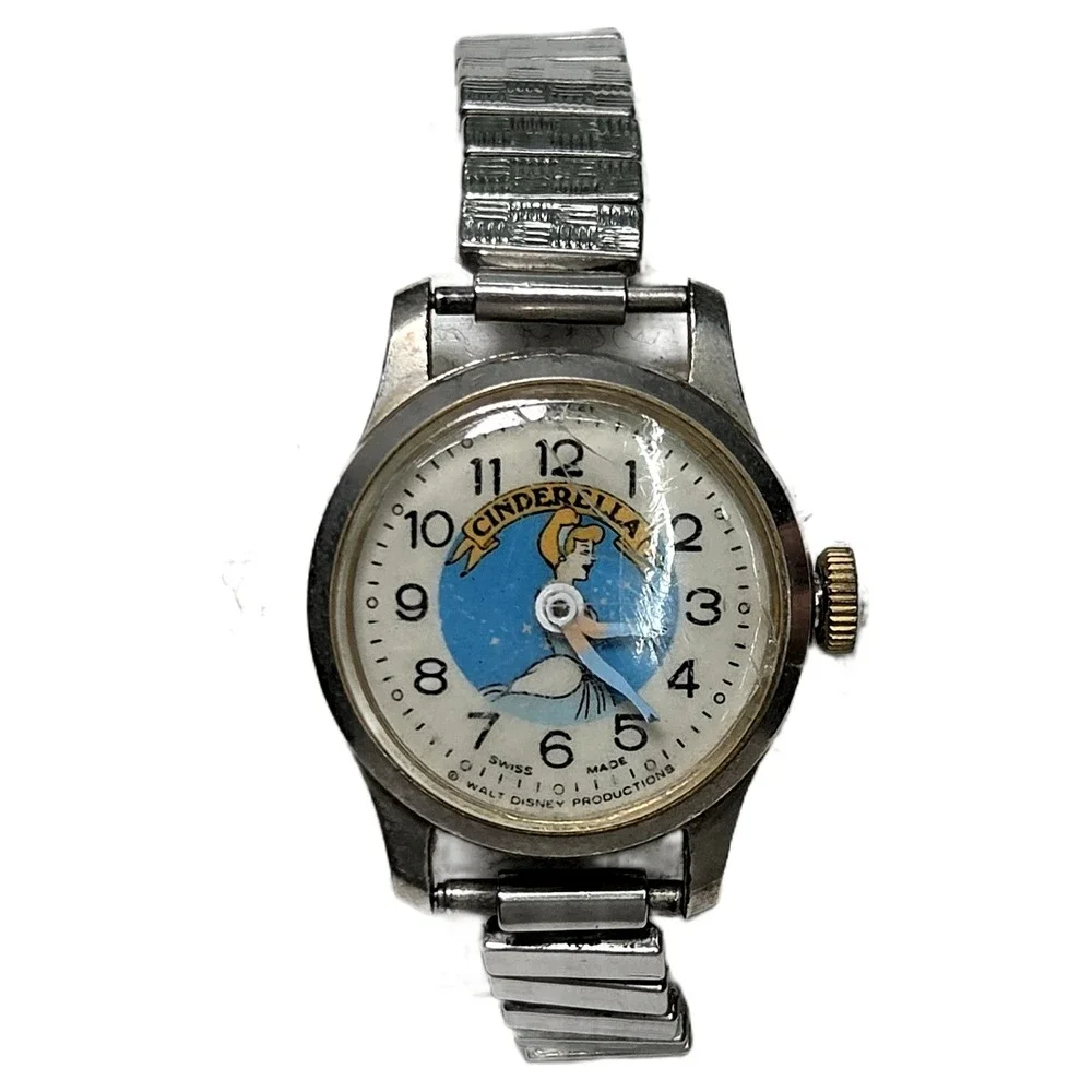 Vintage Walt Disney Productions Cinderella Swiss Made Manual Wind Watch Small